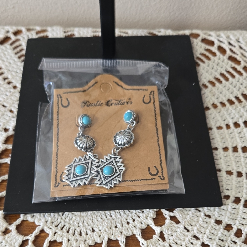 Turquoise and Silver Dangle Earrings